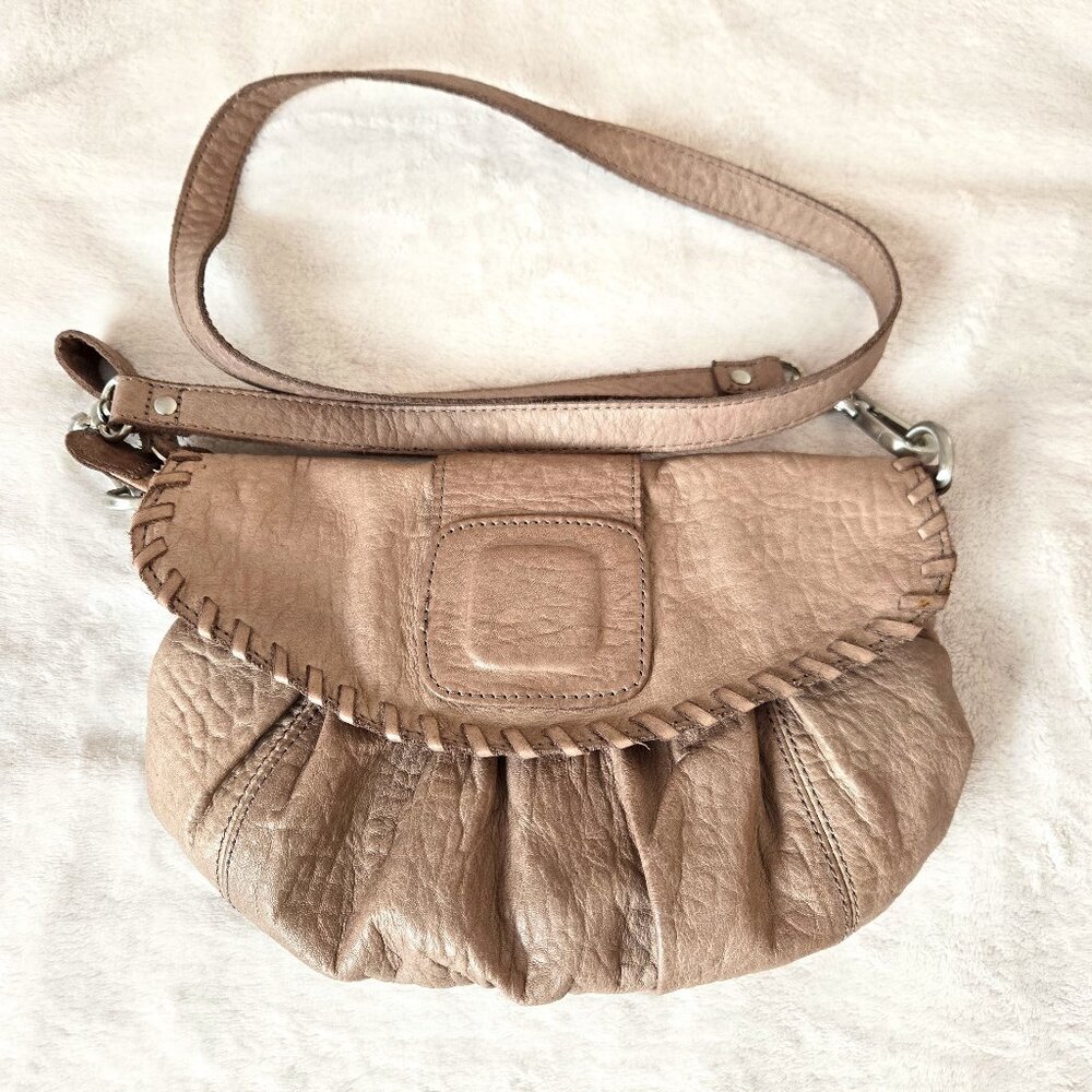 Liebeskind Berlin Leather Crossbody Bag Taupe Braided Flap Shoulder Purse